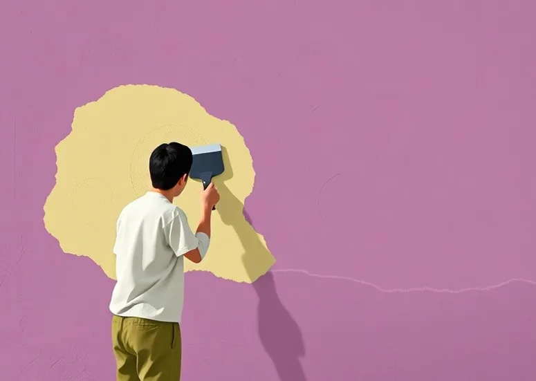 Application d'un enduit décoratif à la lisseuse sur un mur